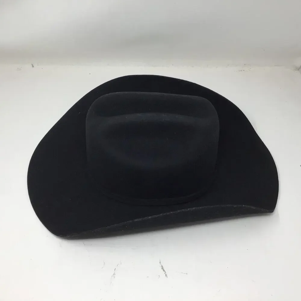 Stetson Stallion 3X Oak Ridge Wool Cowboy Hat Black Size 7 1/2 Western Used